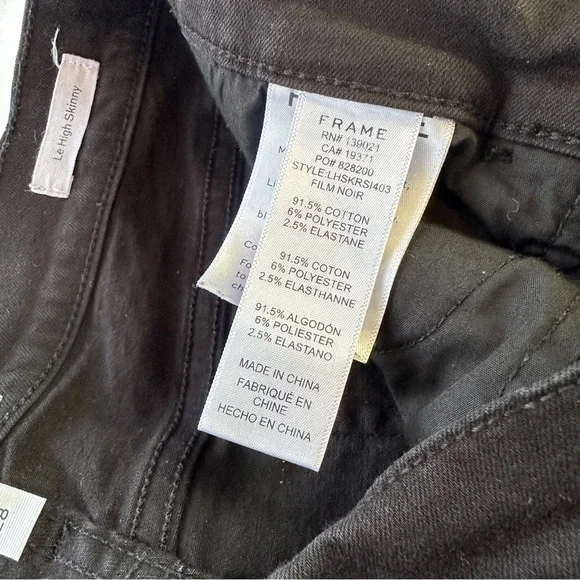 Frame Le High Skinny Black Raw Hem in Film Noir Size 28 - Picture 7 of 10